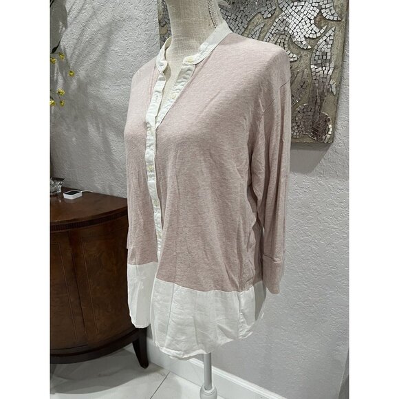 GAP Womens 2-Tone Pink & White Button-Up Shirt Designed Lightweight Cotton Blend - Picture 2 of 5